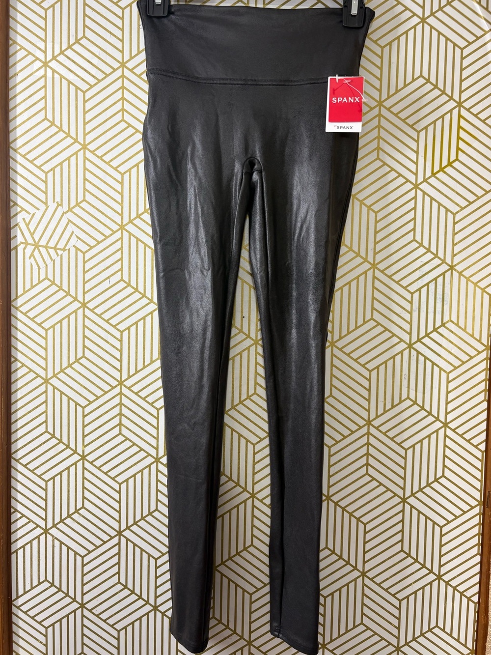 SPANX Black Faux-Leather leggings Small